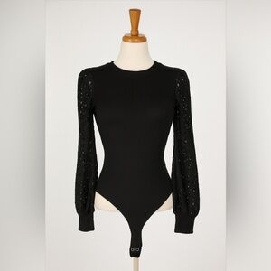 Chic Black Lace Sleeve Bodysuit